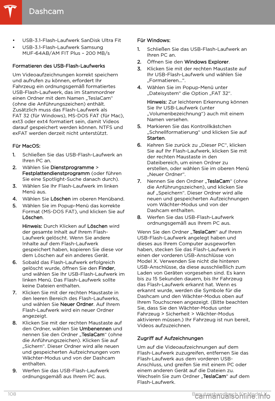 TESLA MODEL X 2020  Betriebsanleitung (in German) 
