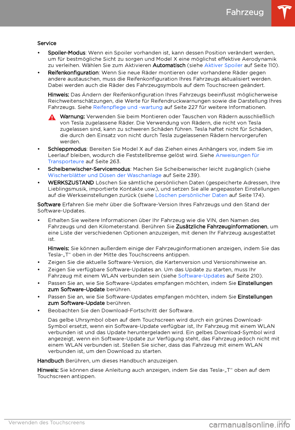TESLA MODEL X 2020  Betriebsanleitung (in German) Service
