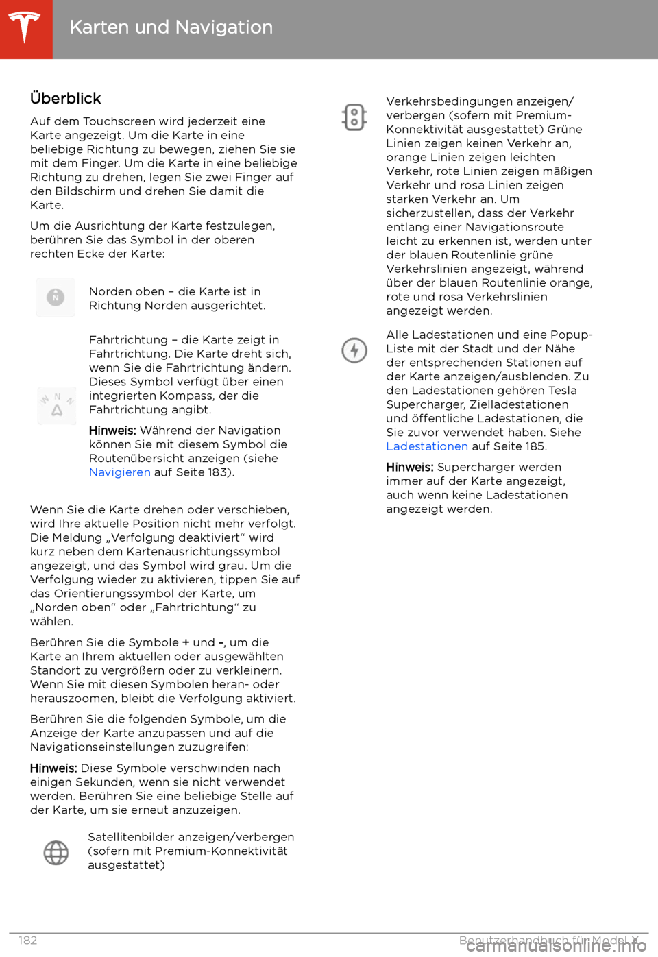 TESLA MODEL X 2020  Betriebsanleitung (in German) Karten und Navigation

