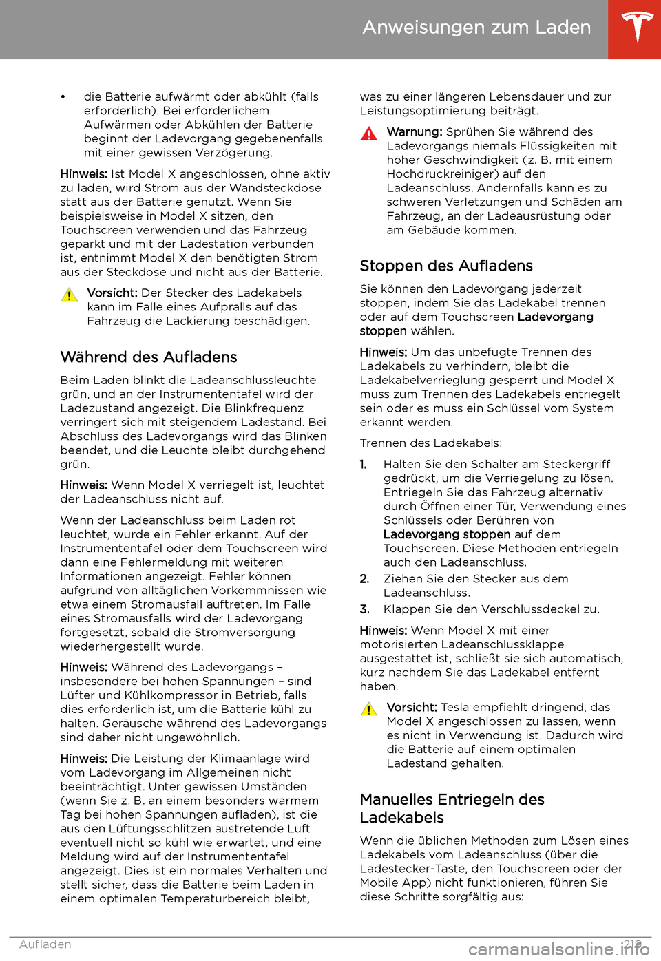 TESLA MODEL X 2020  Betriebsanleitung (in German) 