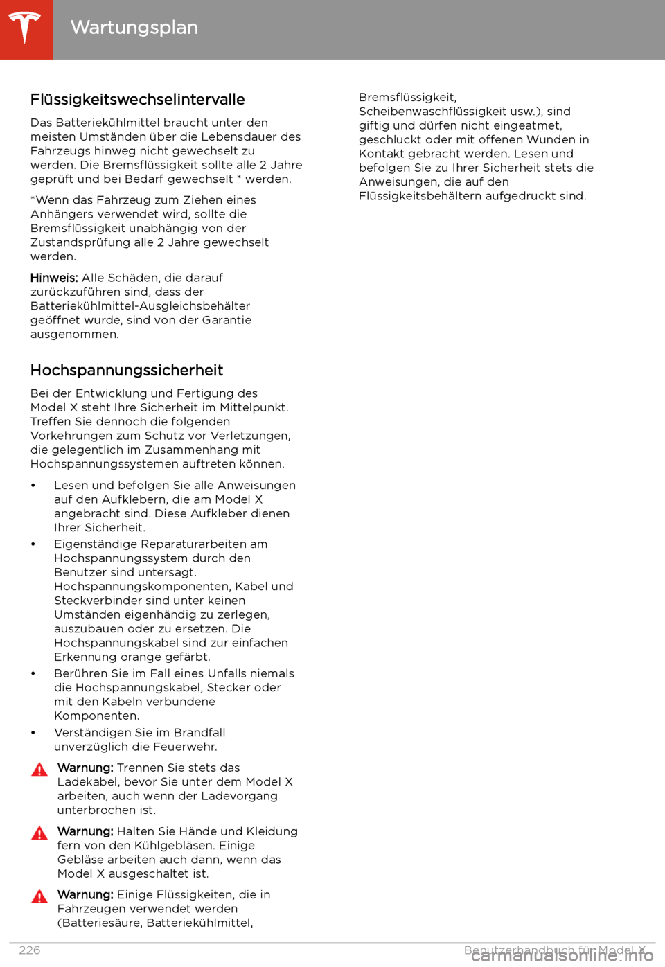 TESLA MODEL X 2020  Betriebsanleitung (in German) Fl