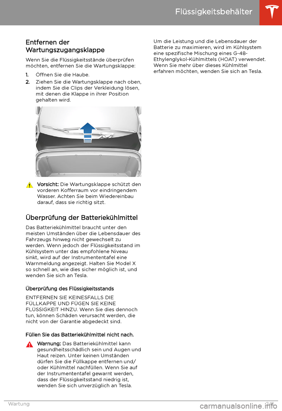 TESLA MODEL X 2020  Betriebsanleitung (in German) Fl