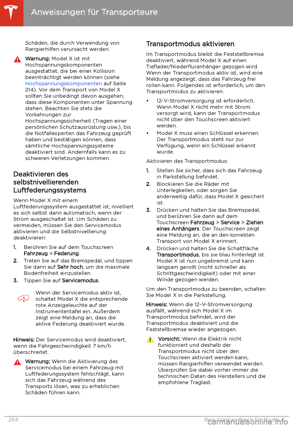 TESLA MODEL X 2020  Betriebsanleitung (in German) Sch