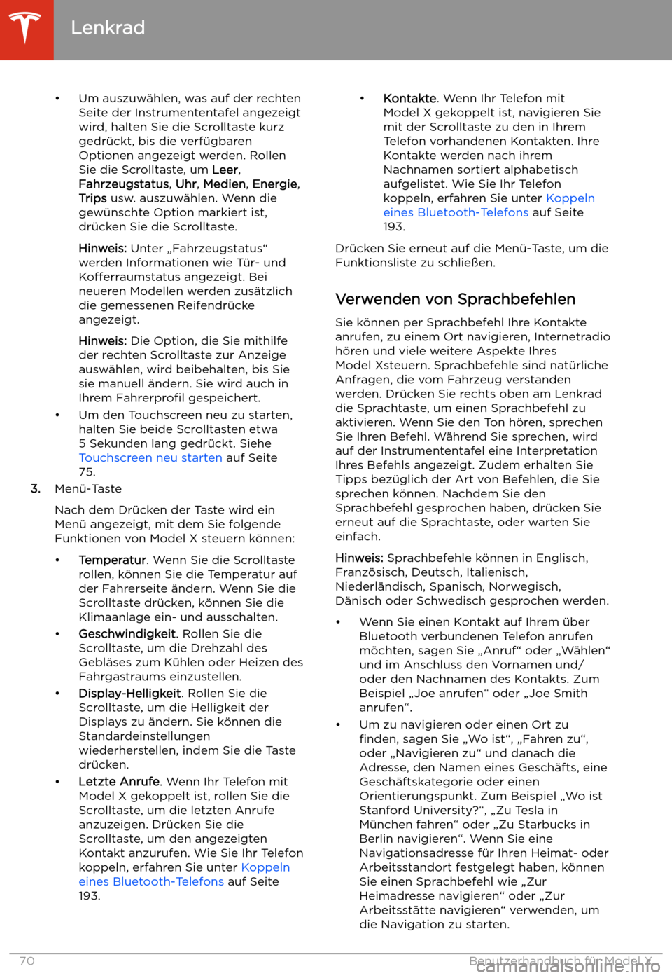 TESLA MODEL X 2020  Betriebsanleitung (in German) 