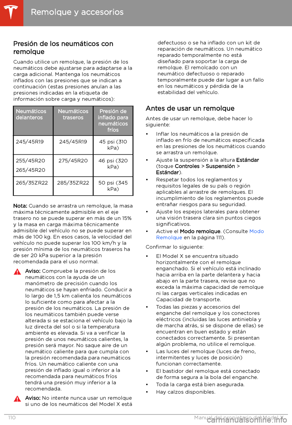 TESLA MODEL X 2020  Manual del propietario (in Spanish) Presi