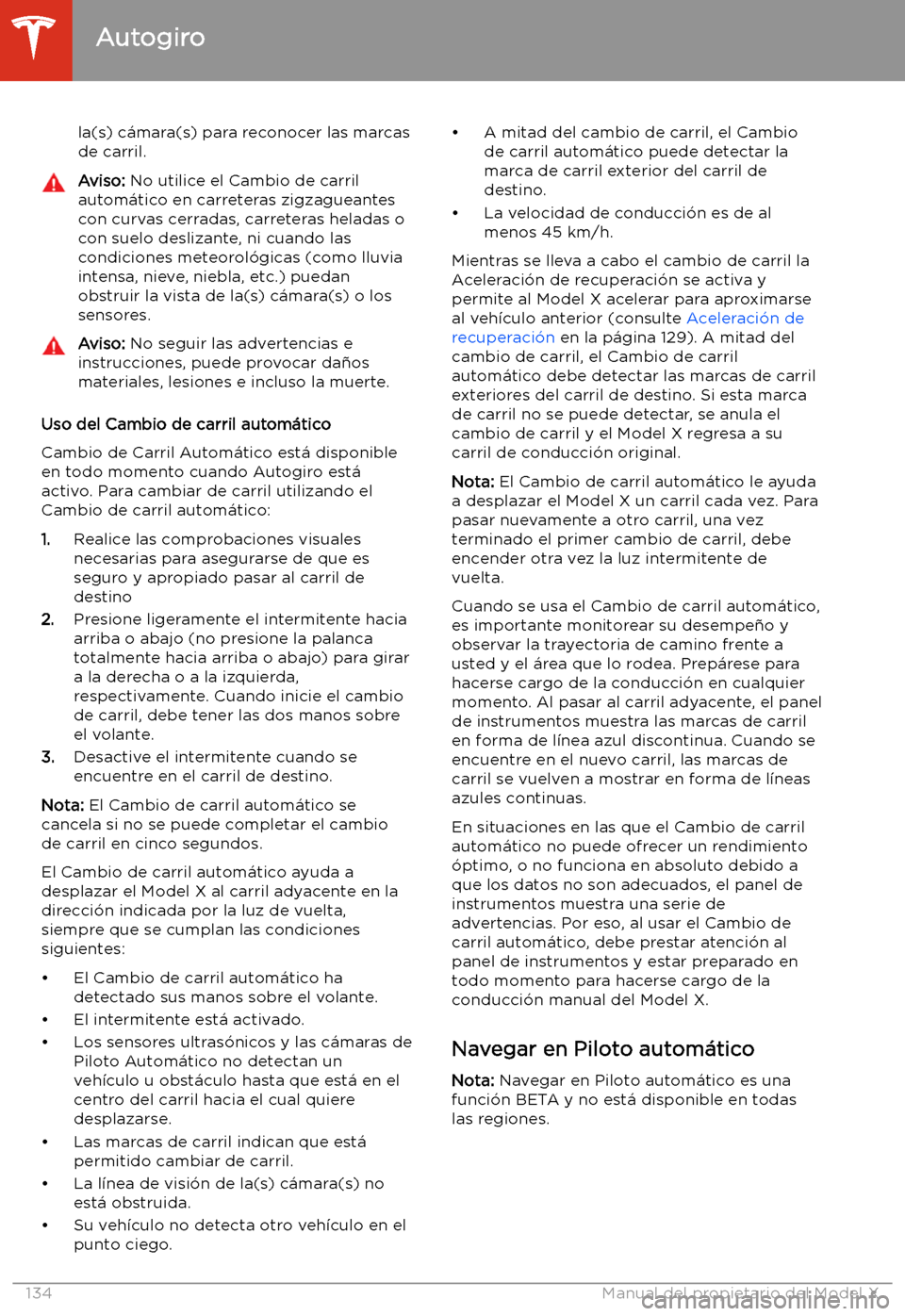 TESLA MODEL X 2020  Manual del propietario (in Spanish) la(s) c