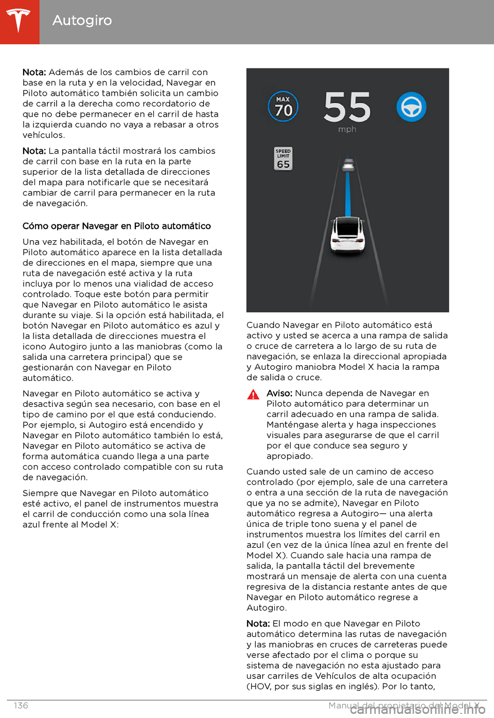TESLA MODEL X 2020  Manual del propietario (in Spanish) Nota: Adem