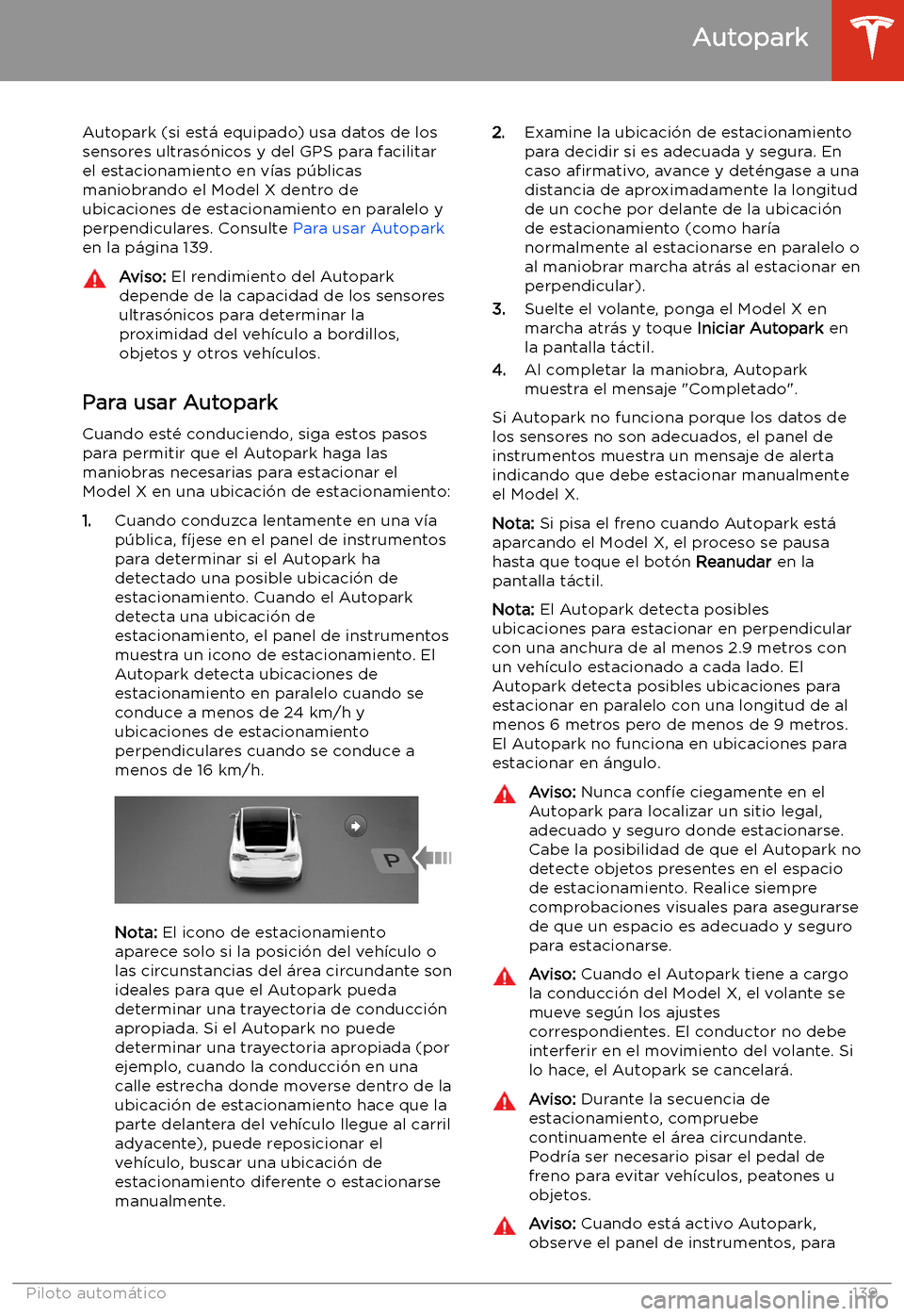 TESLA MODEL X 2020  Manual del propietario (in Spanish) Autopark
Autopark (si est