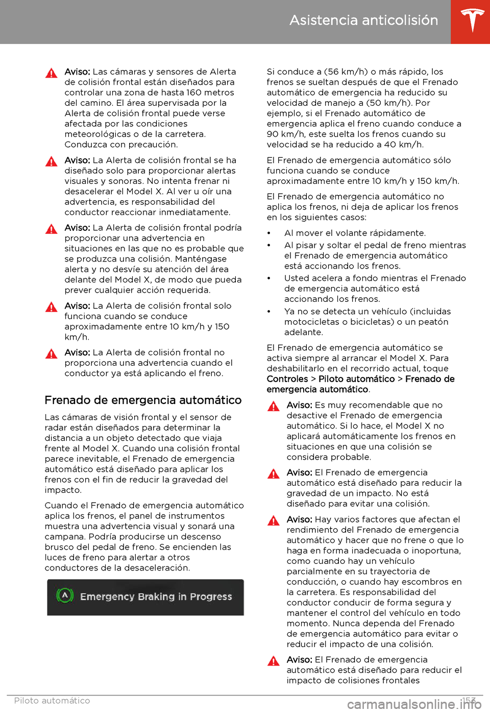 TESLA MODEL X 2020  Manual del propietario (in Spanish) Aviso: Las c