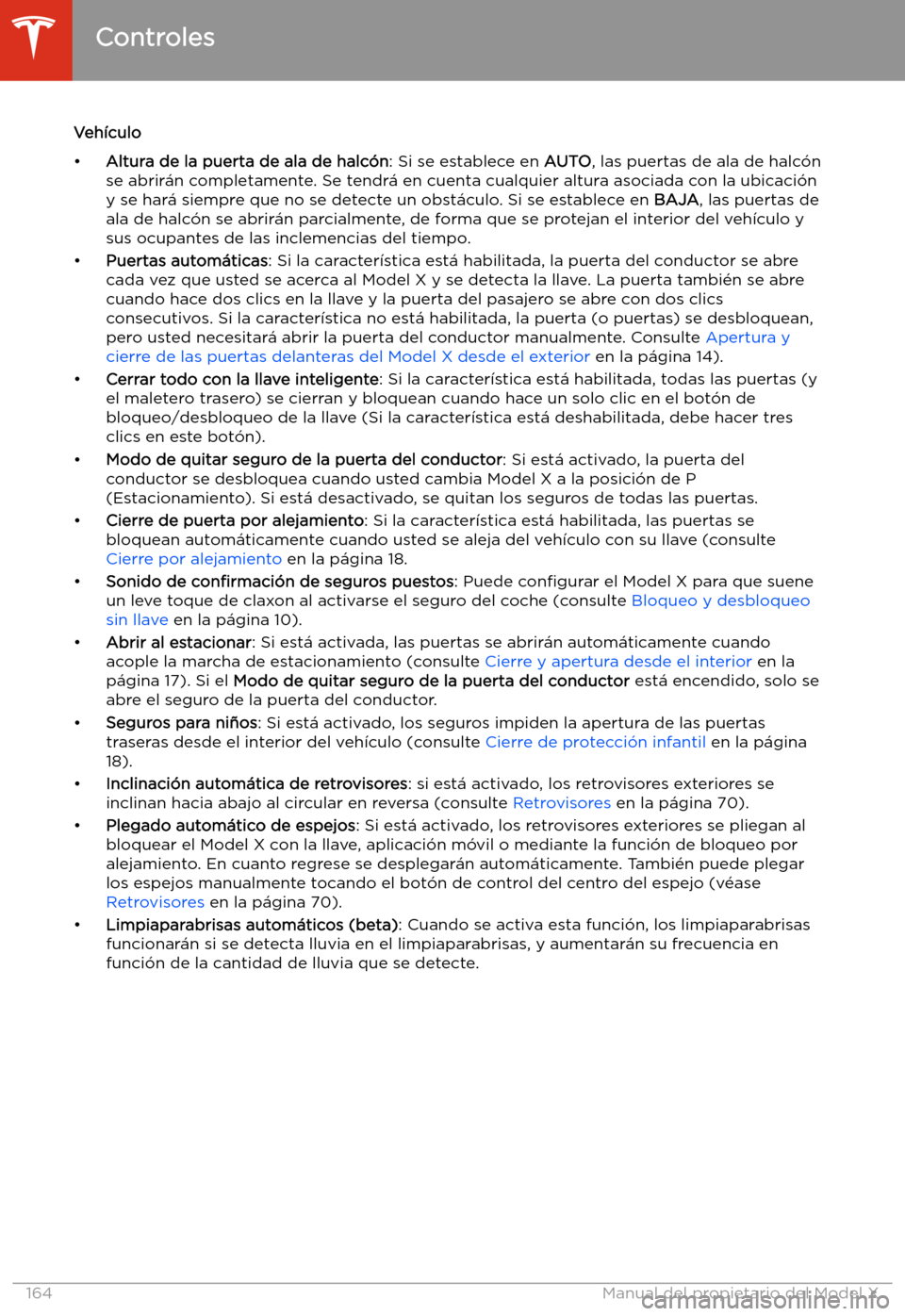 TESLA MODEL X 2020  Manual del propietario (in Spanish) Veh