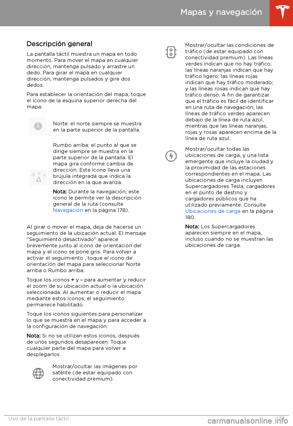 TESLA MODEL X 2020  Manual del propietario (in Spanish) Mapas y navegaci