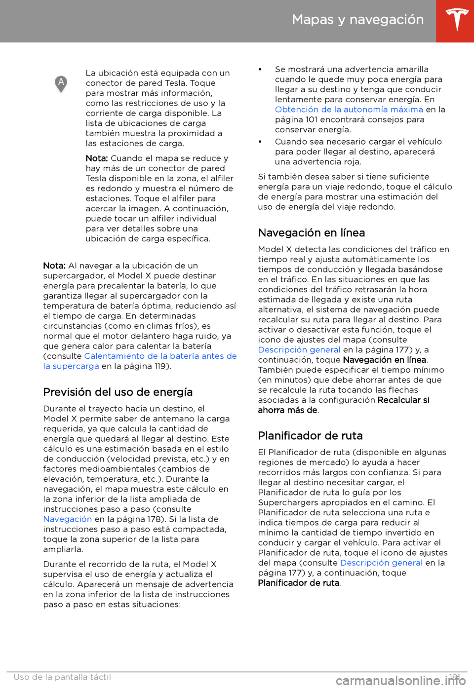 TESLA MODEL X 2020  Manual del propietario (in Spanish) La ubicaci