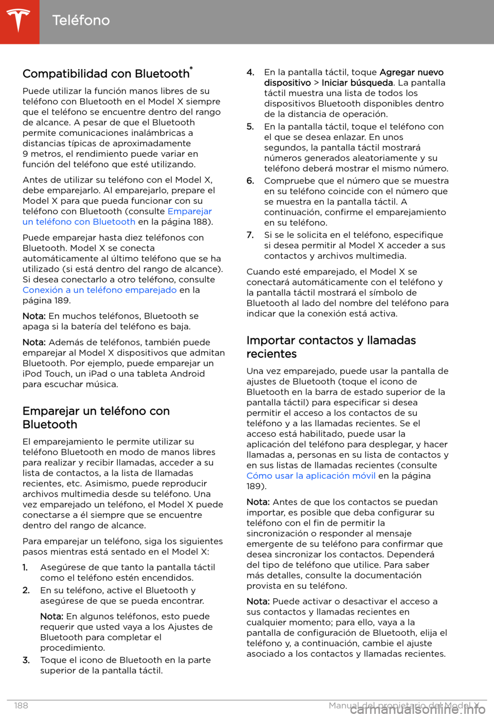TESLA MODEL X 2020  Manual del propietario (in Spanish) Tel