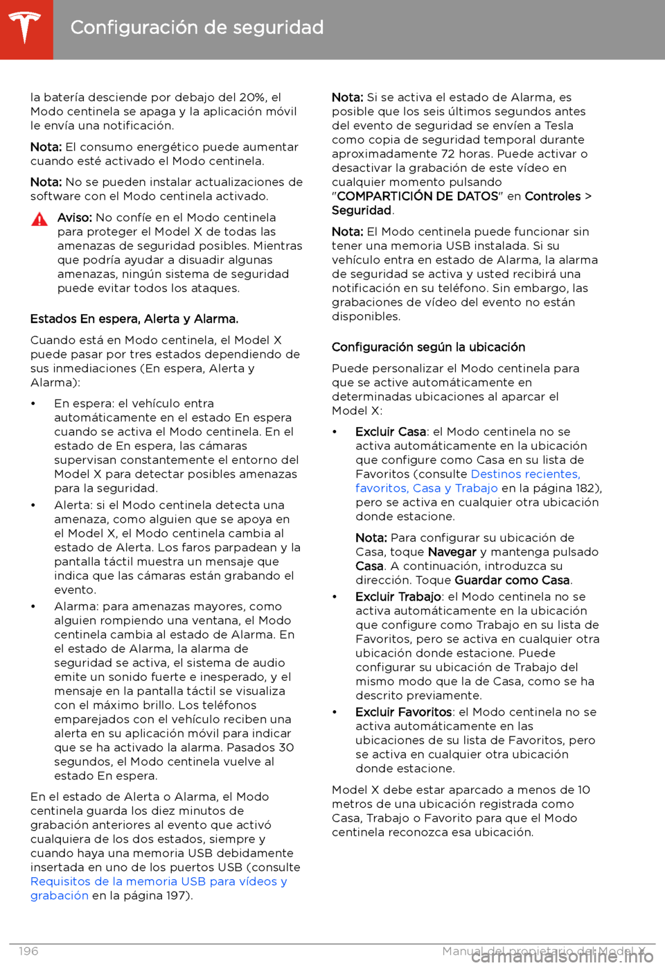 TESLA MODEL X 2020  Manual del propietario (in Spanish) la bater