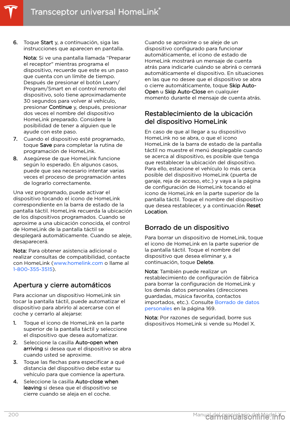 TESLA MODEL X 2020  Manual del propietario (in Spanish) 6.Toque  Start y, a continuaci
