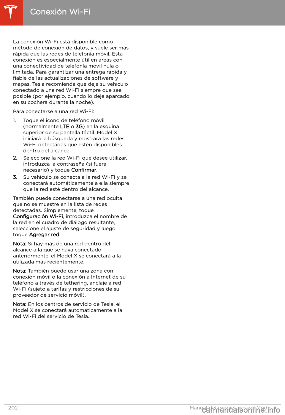 TESLA MODEL X 2020  Manual del propietario (in Spanish) Conexi