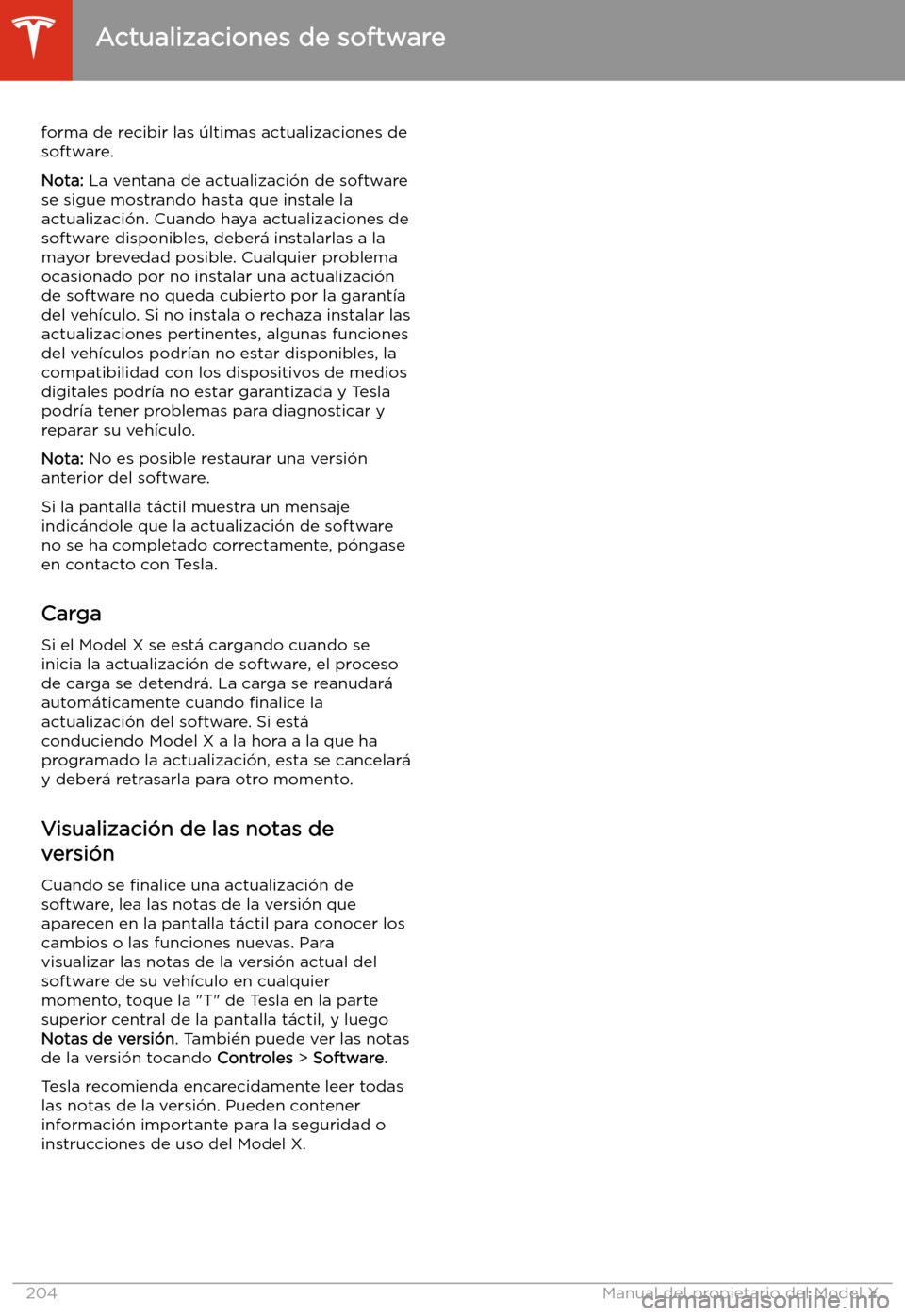 TESLA MODEL X 2020  Manual del propietario (in Spanish) forma de recibir las 