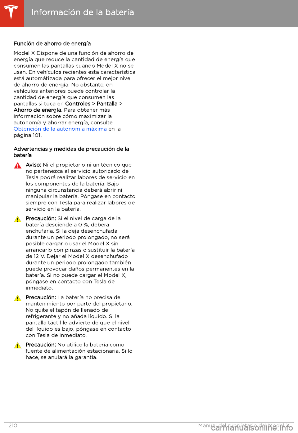 TESLA MODEL X 2020  Manual del propietario (in Spanish) Funci