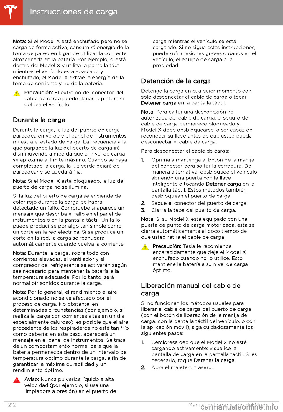 TESLA MODEL X 2020  Manual del propietario (in Spanish) Nota: Si el Model X est