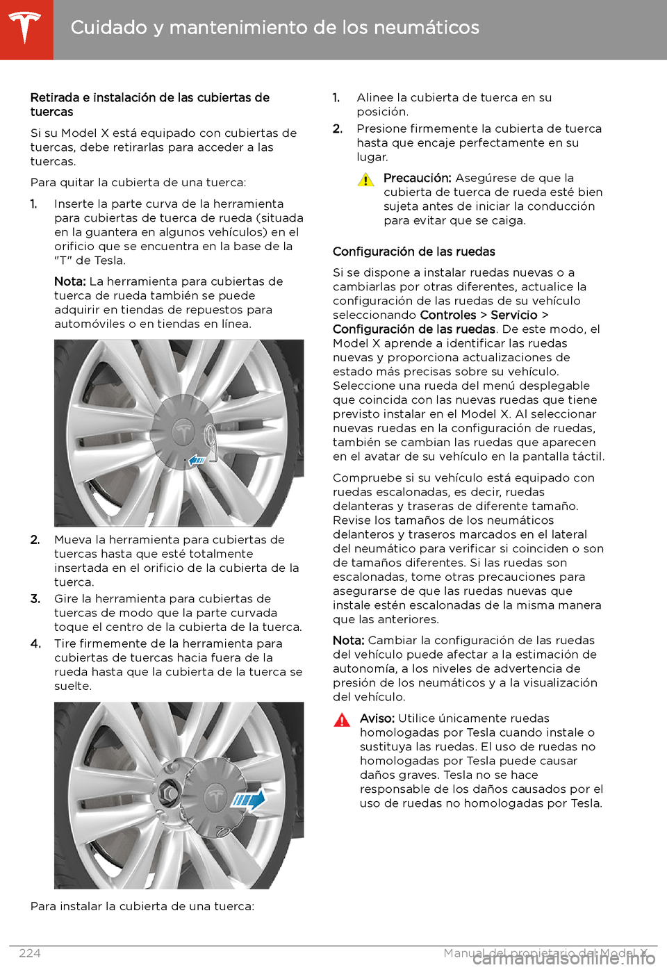 TESLA MODEL X 2020  Manual del propietario (in Spanish) Retirada e instalaci