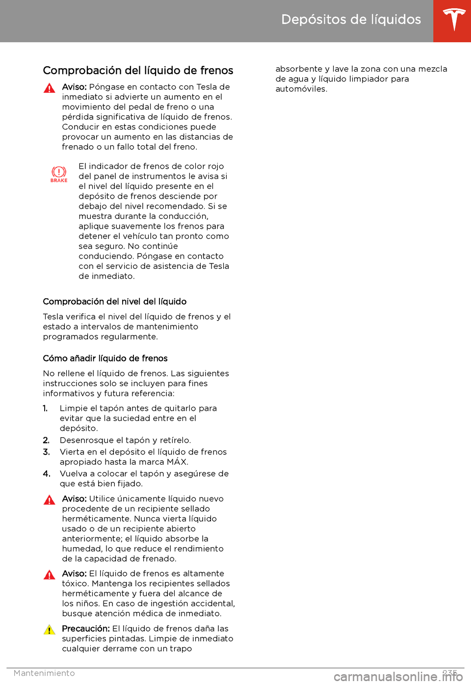 TESLA MODEL X 2020  Manual del propietario (in Spanish) Comprobaci