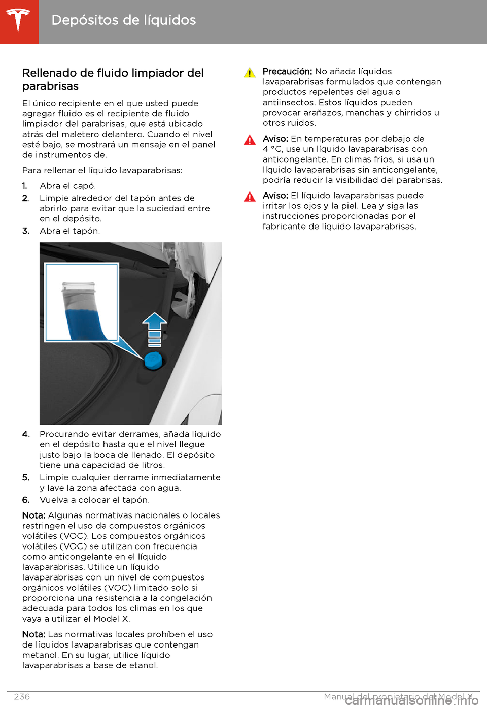 TESLA MODEL X 2020  Manual del propietario (in Spanish) Rellenado de 