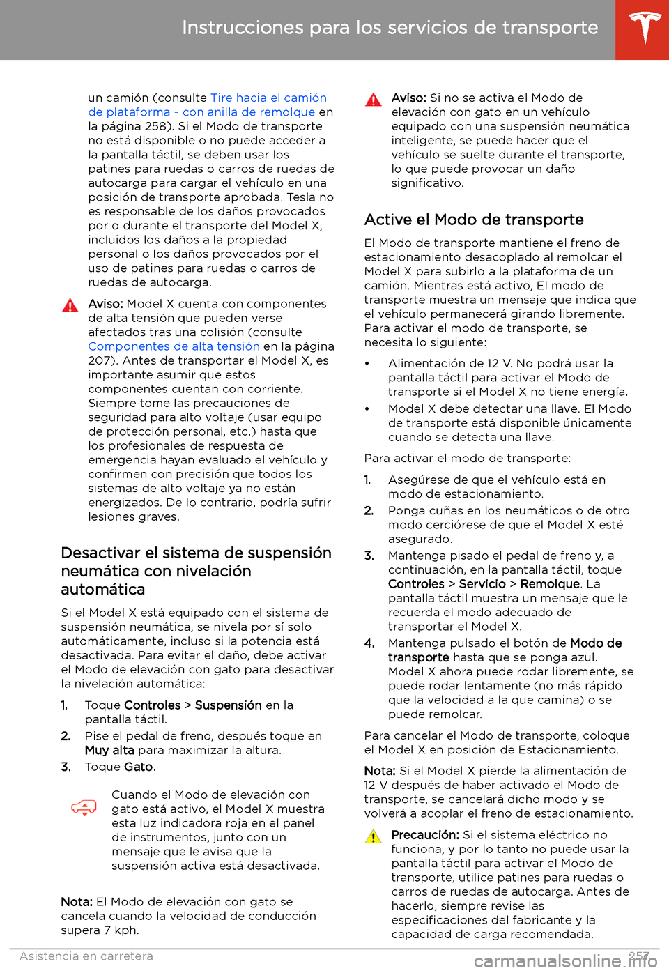 TESLA MODEL X 2020  Manual del propietario (in Spanish) un cami