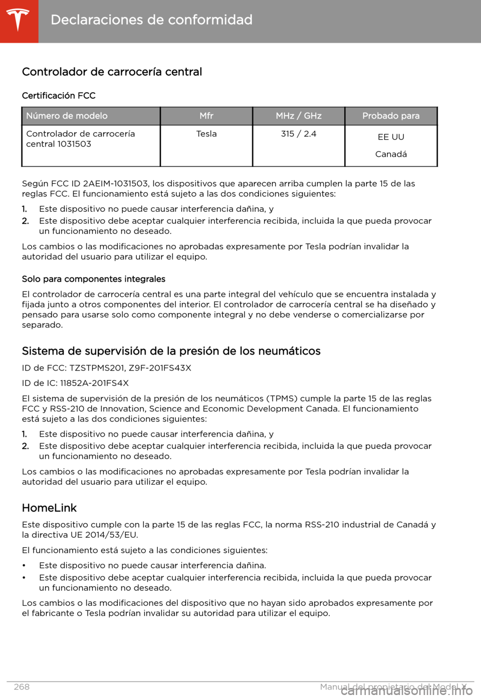 TESLA MODEL X 2020  Manual del propietario (in Spanish) Controlador de carrocer
