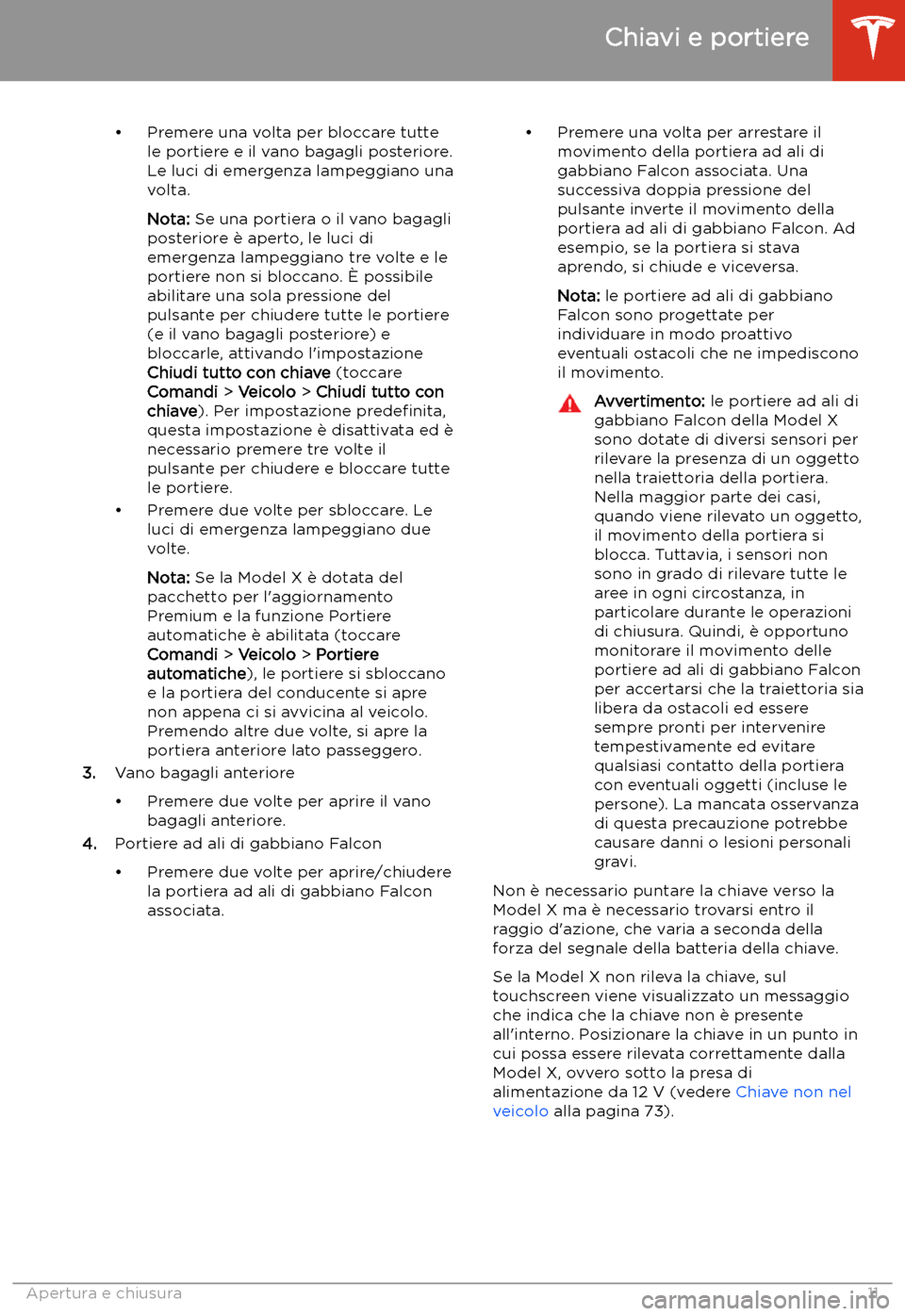 TESLA MODEL X 2020  Manuale del proprietario (in Italian) 