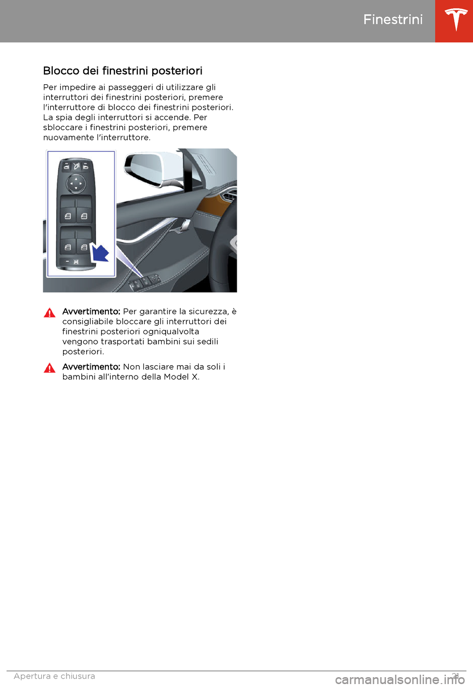 TESLA MODEL X 2020  Manuale del proprietario (in Italian) Blocco dei 