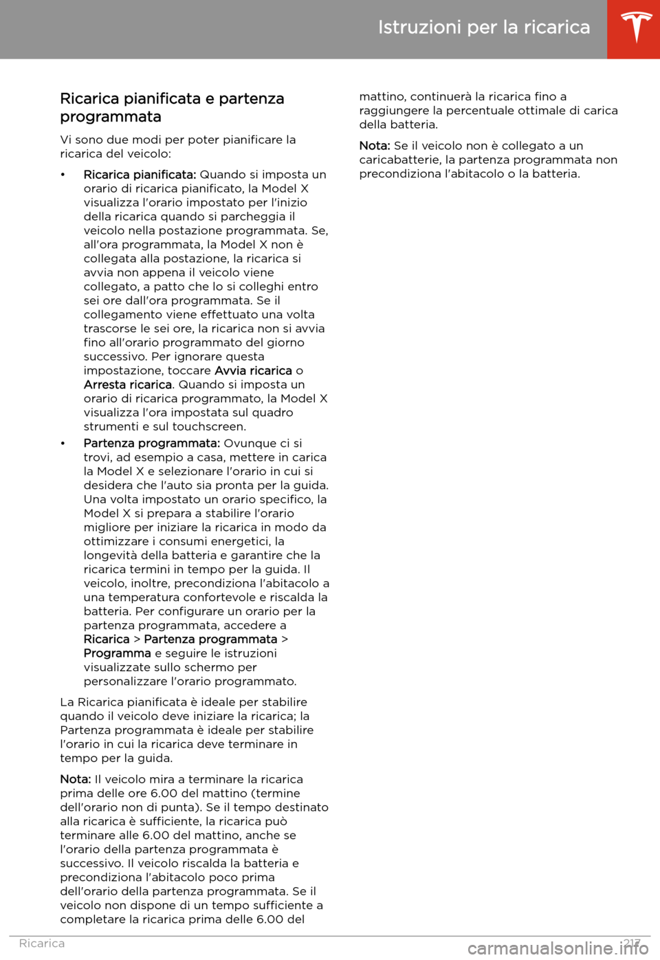TESLA MODEL X 2020  Manuale del proprietario (in Italian) Ricarica piani