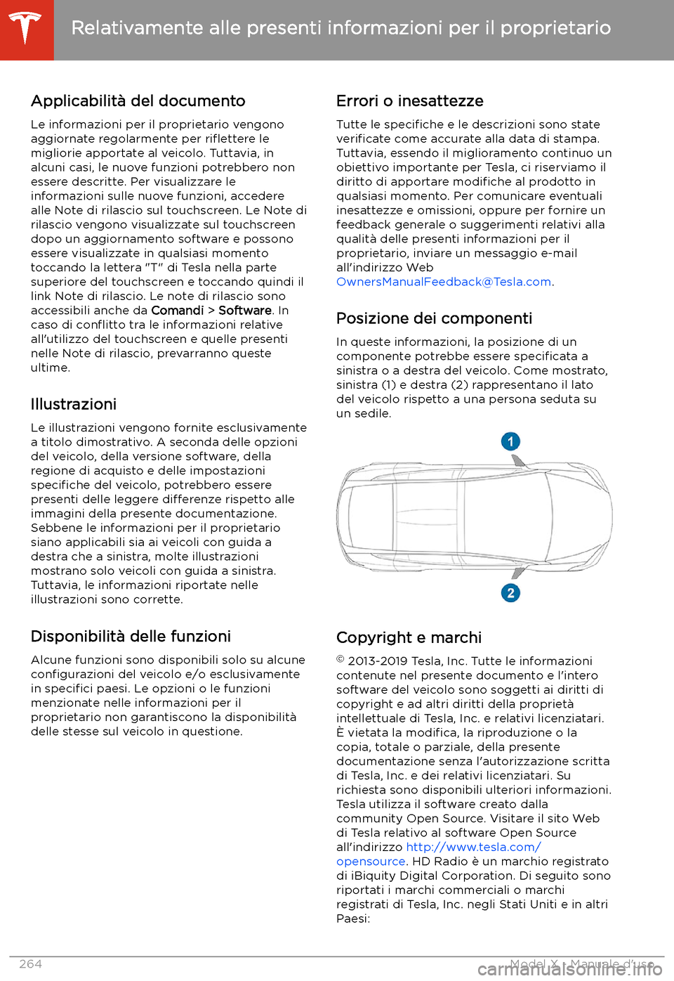 TESLA MODEL X 2020  Manuale del proprietario (in Italian) Relativamente alle presenti informazioni per il proprietario
Applicabilit