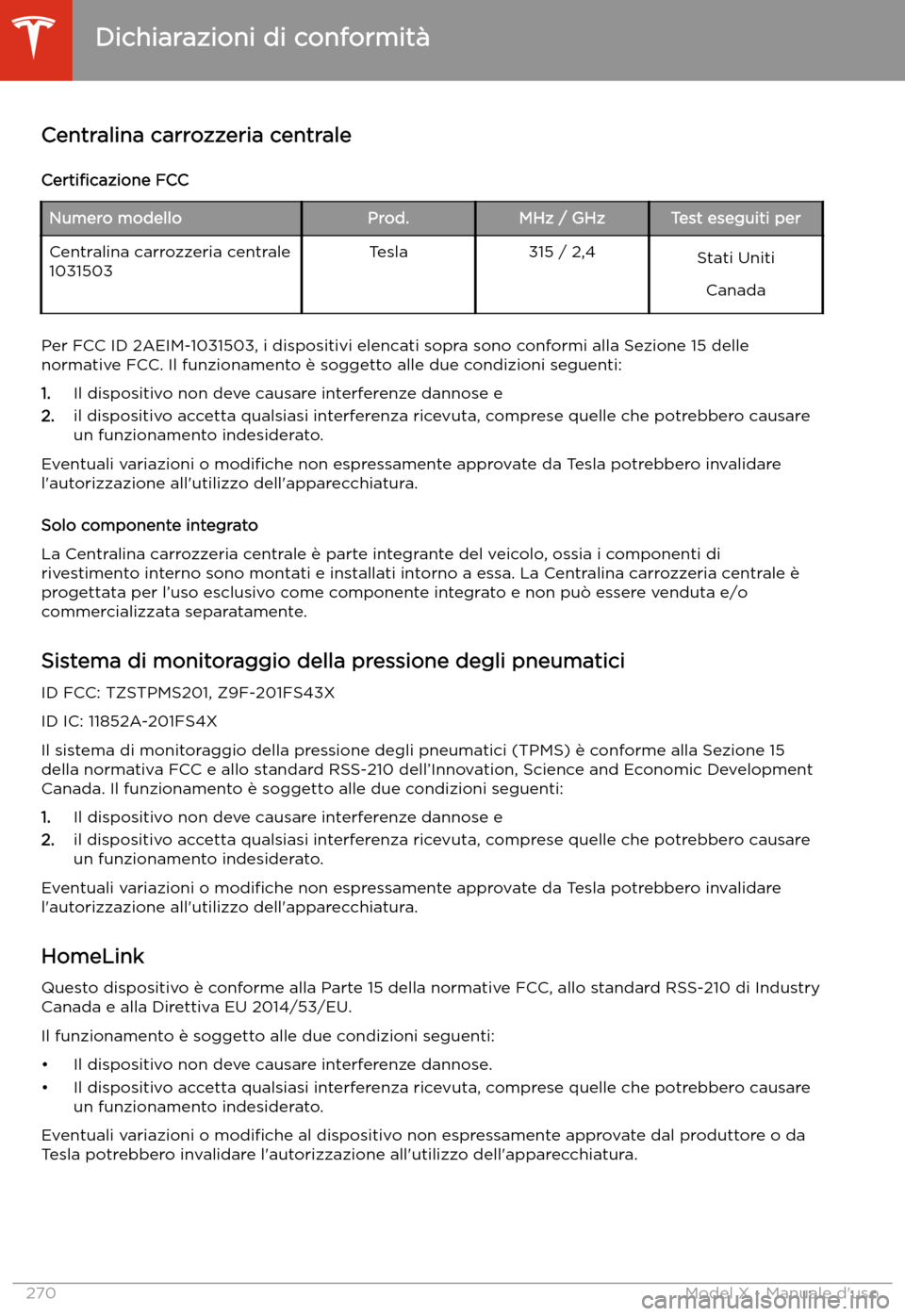 TESLA MODEL X 2020  Manuale del proprietario (in Italian) Centralina carrozzeria centrale
Certi