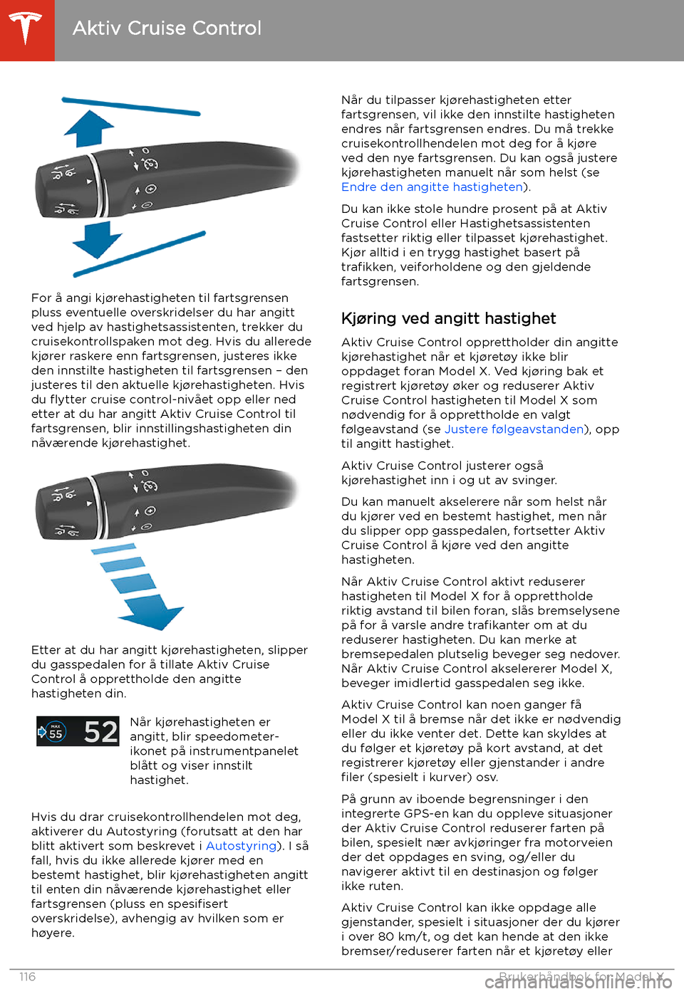 TESLA MODEL X 2020  Brukerhåndbok (in Norwegian)  For å angi kj
