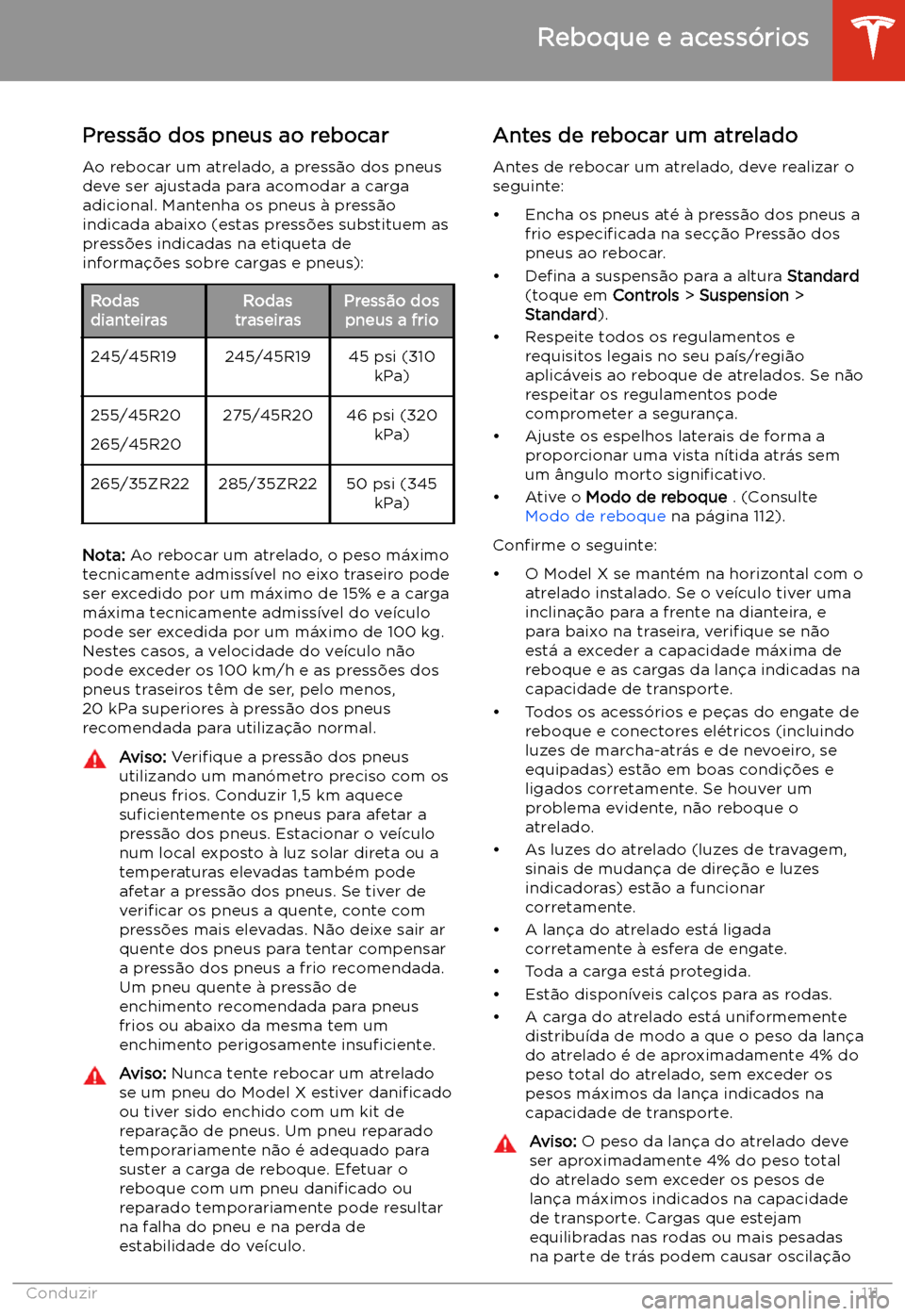 TESLA MODEL X 2020  Manual do proprietário (in Portuguese)  Press