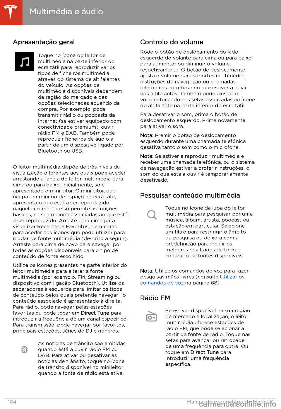 TESLA MODEL X 2020  Manual do proprietário (in Portuguese)  Multim
