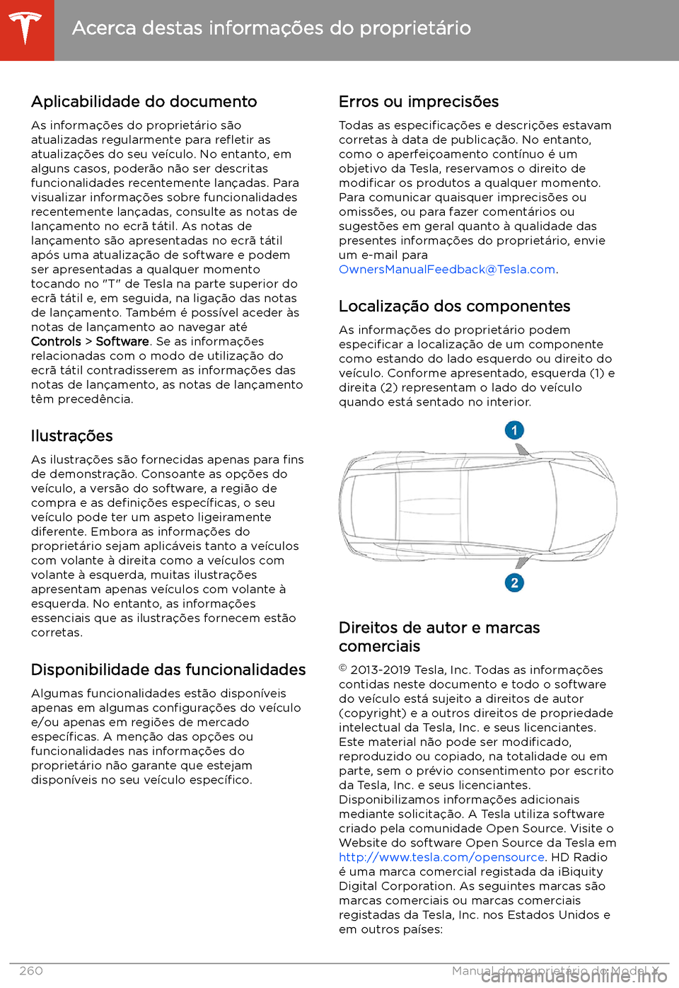 TESLA MODEL X 2020  Manual do proprietário (in Portuguese)  Acerca destas informa