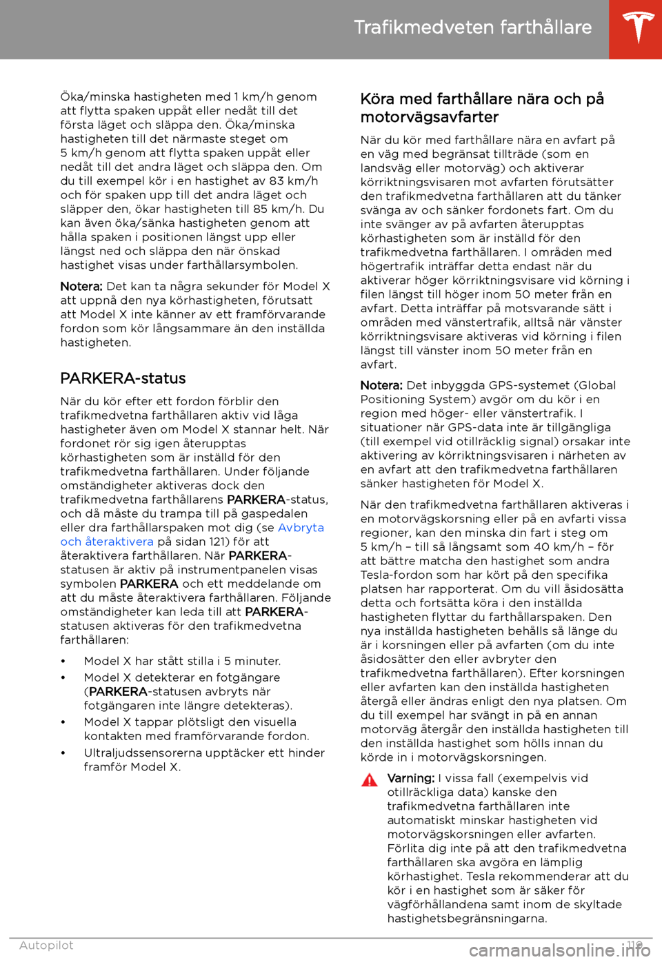 TESLA MODEL X 2020  Ägarmanual (in Swedish) 