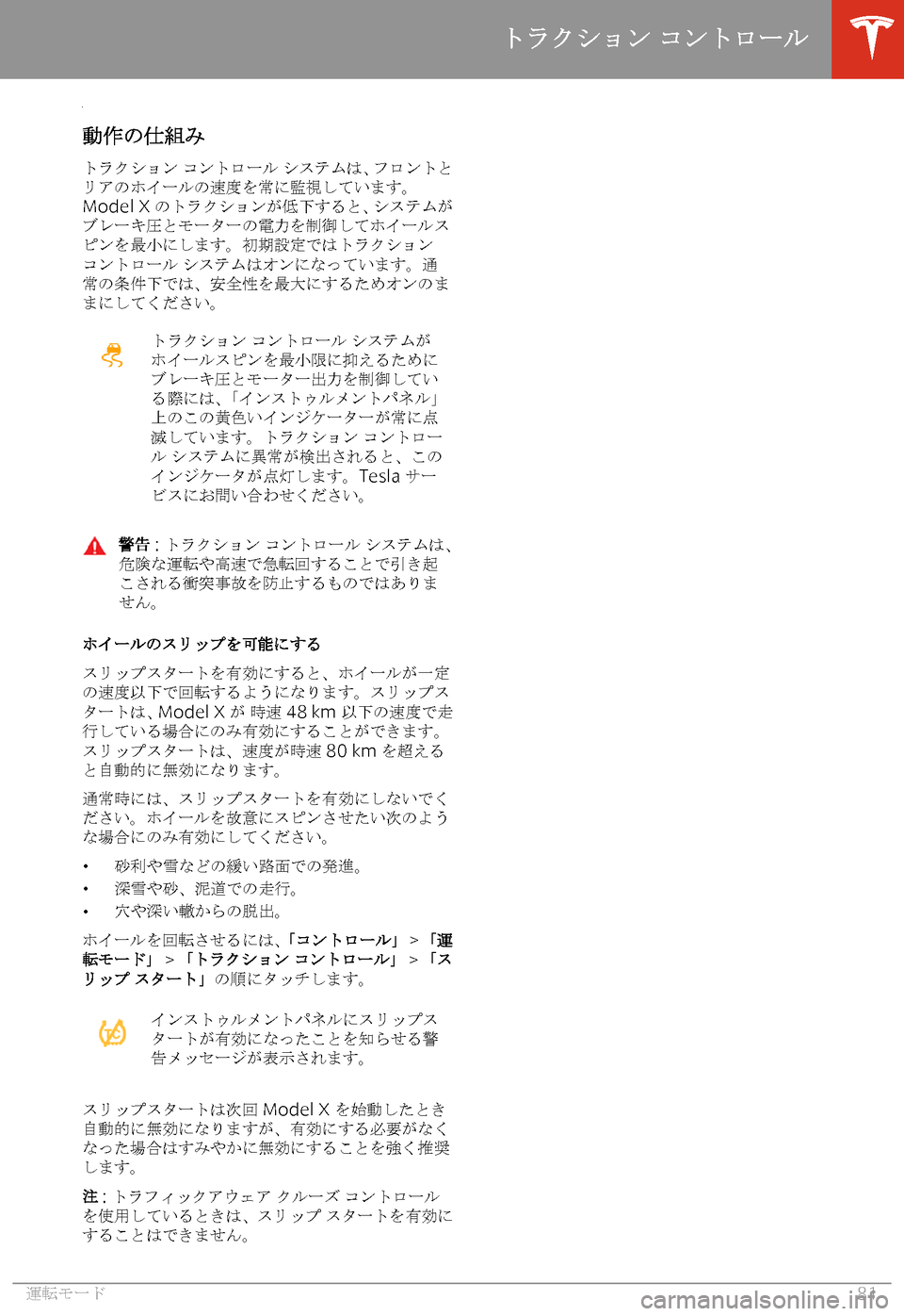 TESLA MODEL X 2020  取扱説明書 (in Japanese) 