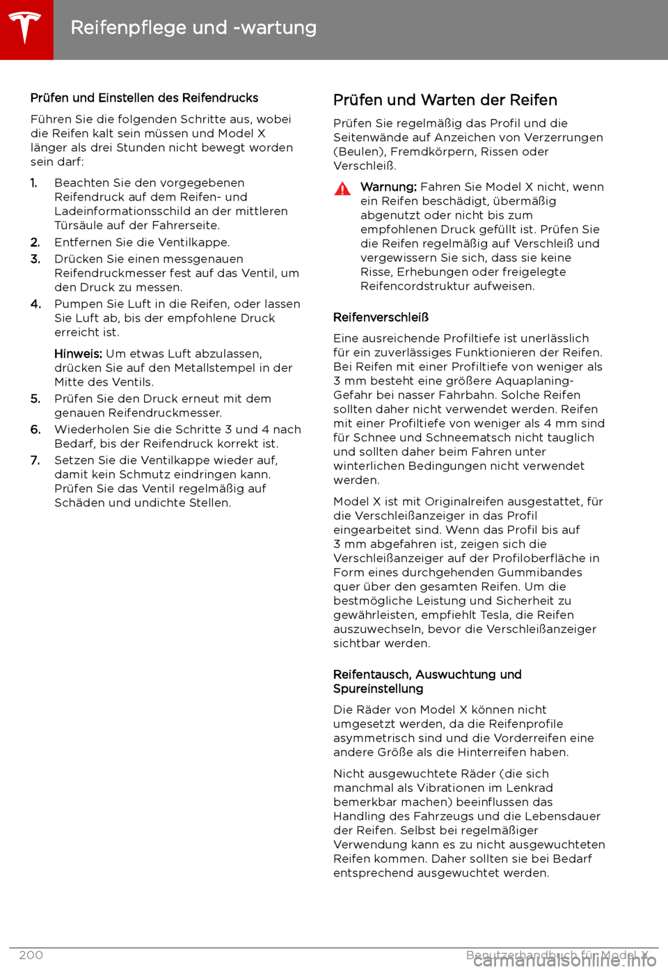 TESLA MODEL X 2019  Betriebsanleitung (in German)  Pr
