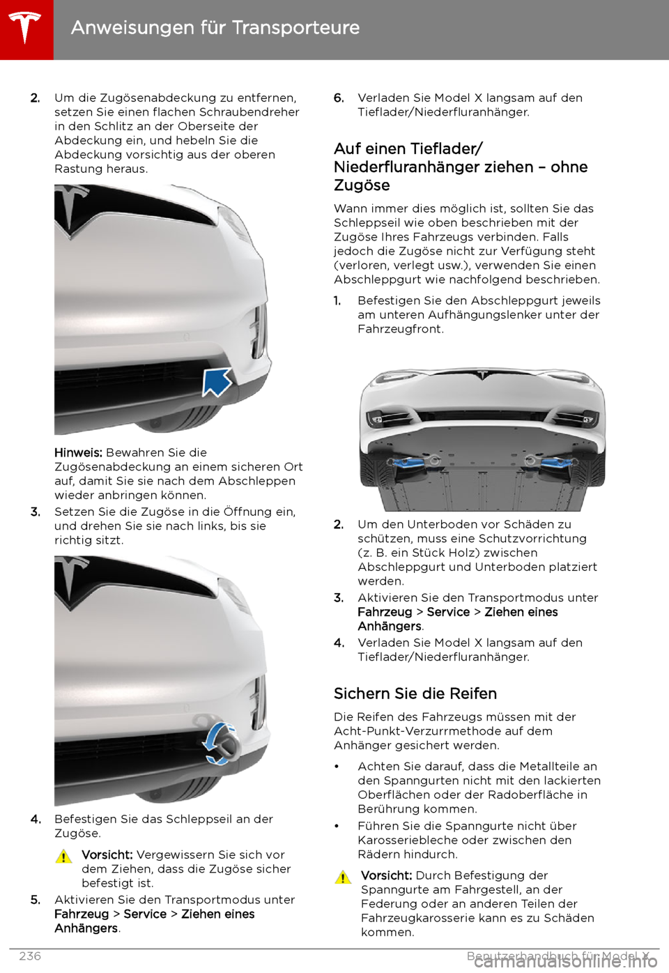 TESLA MODEL X 2019  Betriebsanleitung (in German)  2.Um die Zug