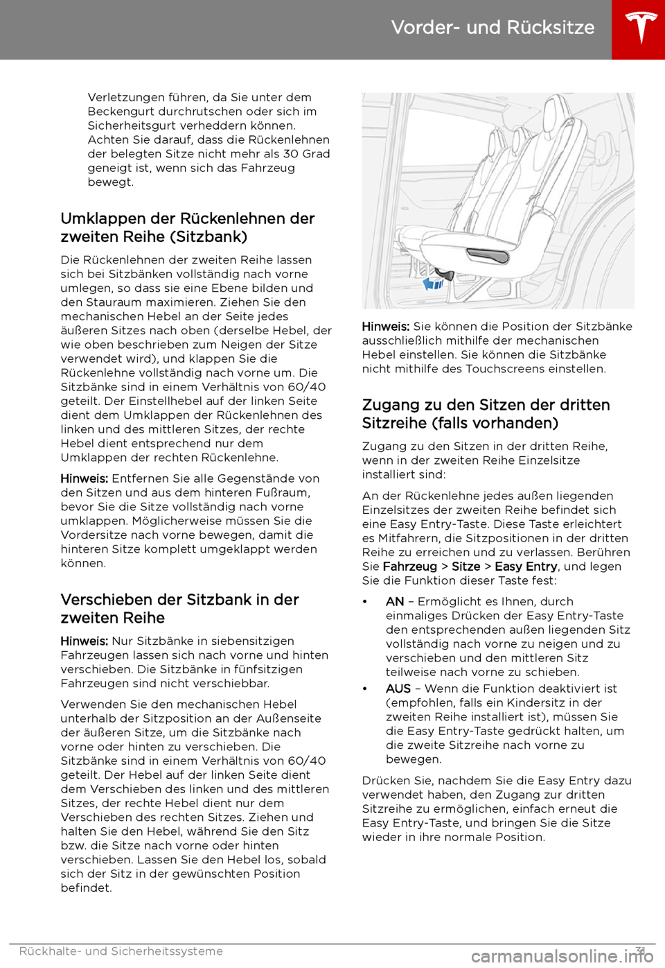 TESLA MODEL X 2019  Betriebsanleitung (in German)  Verletzungen f