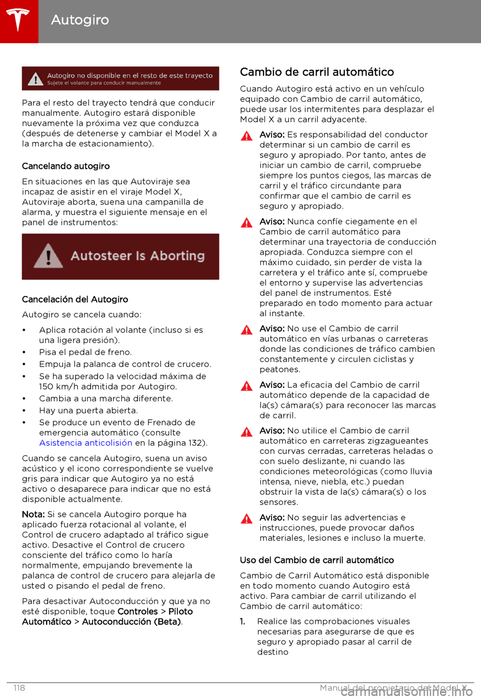 TESLA MODEL X 2019   Manual del propietario (in Spanish) Para el resto del trayecto tendr
