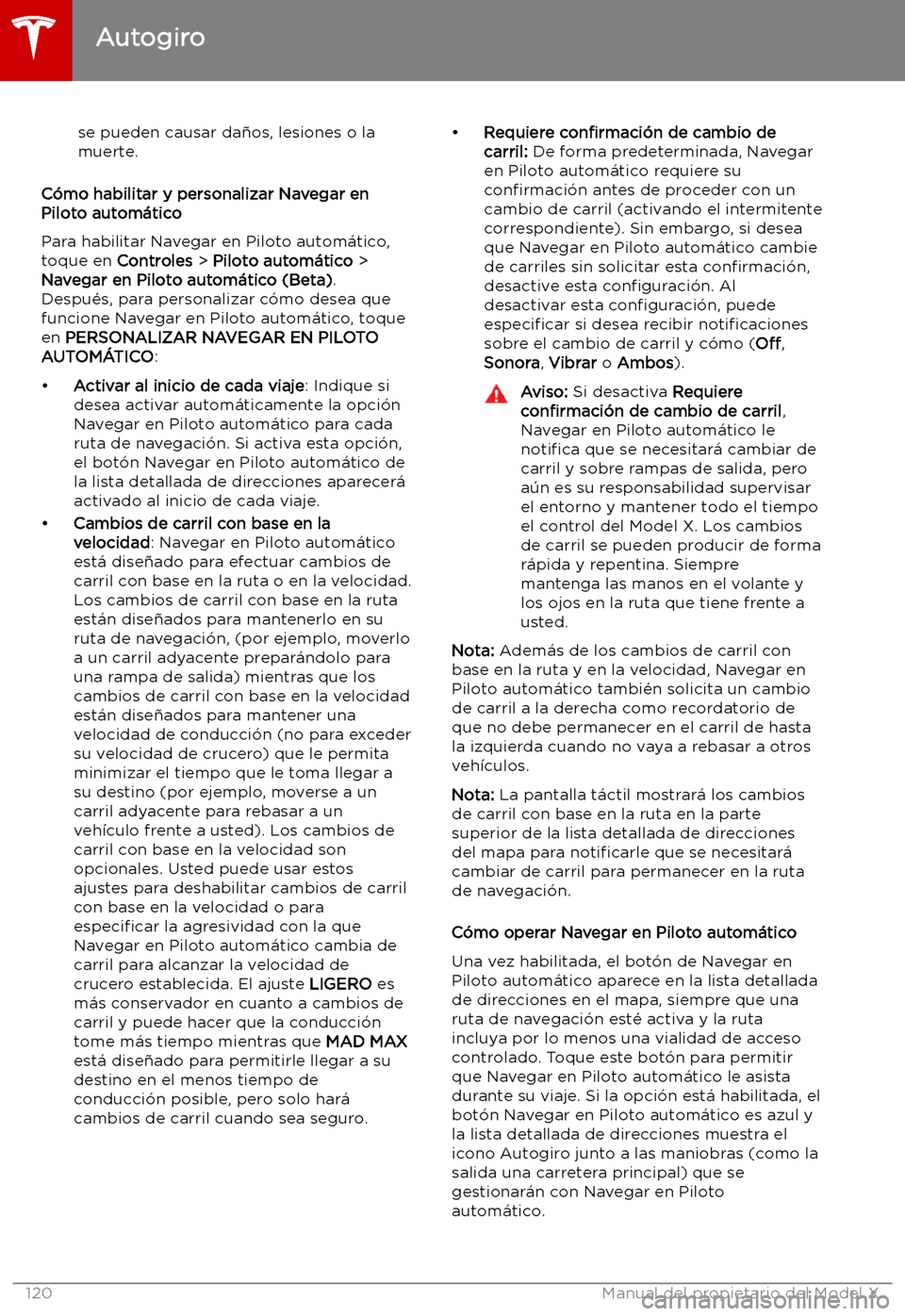 TESLA MODEL X 2019   Manual del propietario (in Spanish) se pueden causar da