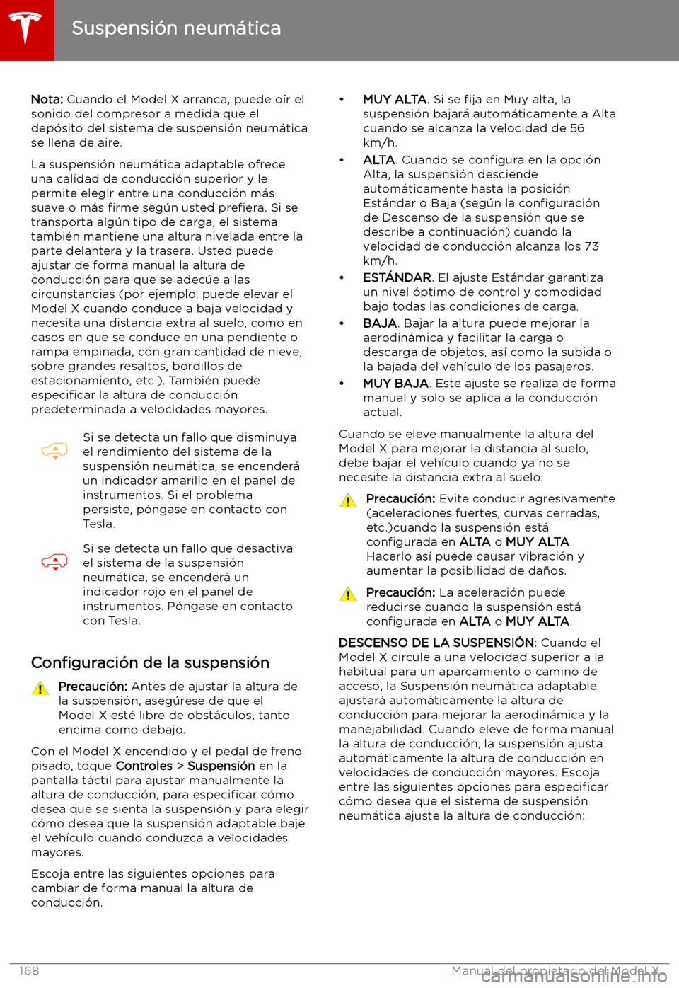 TESLA MODEL X 2019   Manual del propietario (in Spanish) Suspensi