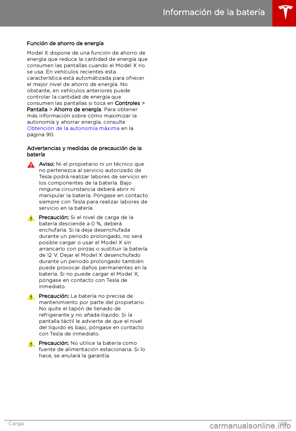 TESLA MODEL X 2019   Manual del propietario (in Spanish) Funci