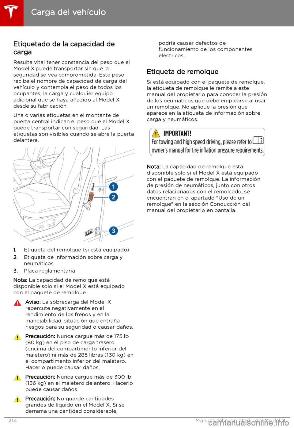 TESLA MODEL X 2019   Manual del propietario (in Spanish) Carga del veh