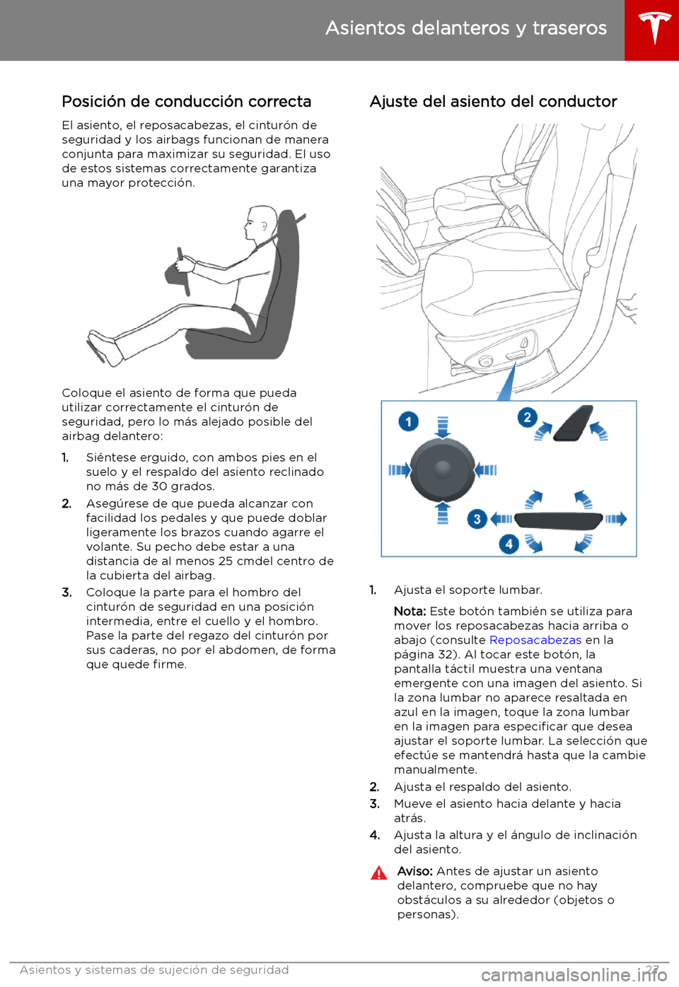 TESLA MODEL X 2019   Manual del propietario (in Spanish) Asientos y sistemas de sujeci