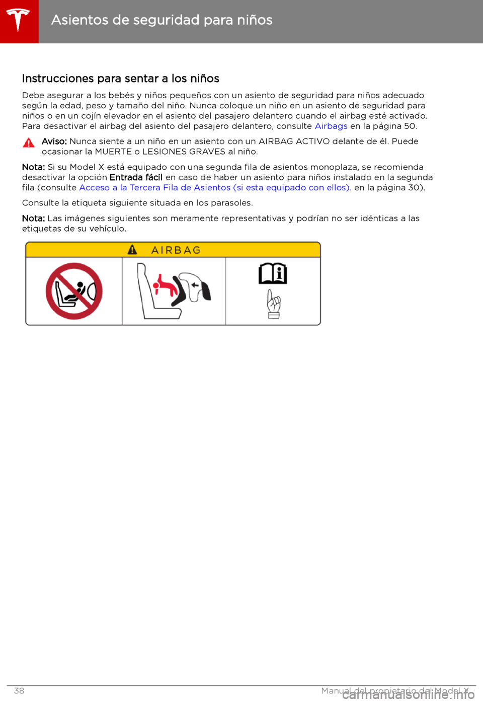 TESLA MODEL X 2019   Manual del propietario (in Spanish) Asientos de seguridad para ni