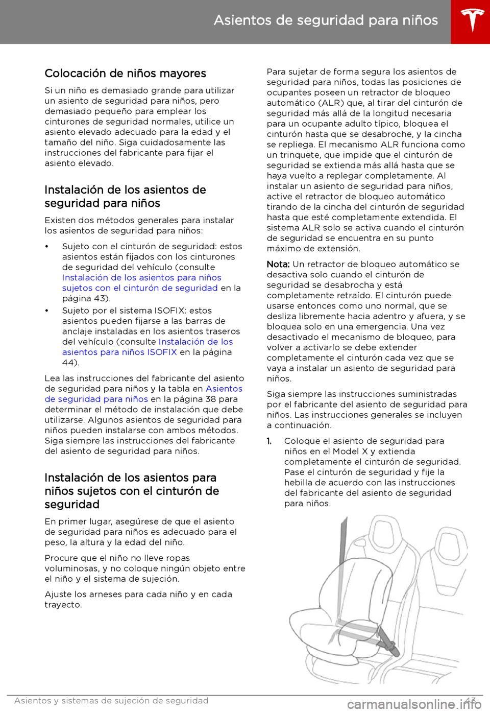 TESLA MODEL X 2019   Manual del propietario (in Spanish) Colocaci